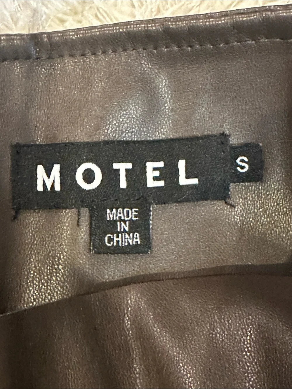 Motel Rocks Faux Leather Mini Skirt in Dark Brown with Side Slit - Small